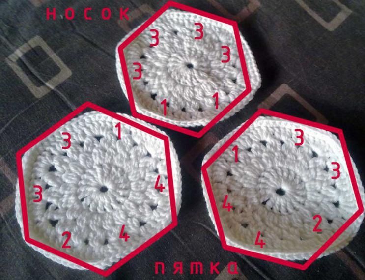 Детали домашних тапочек крючком и подошвы