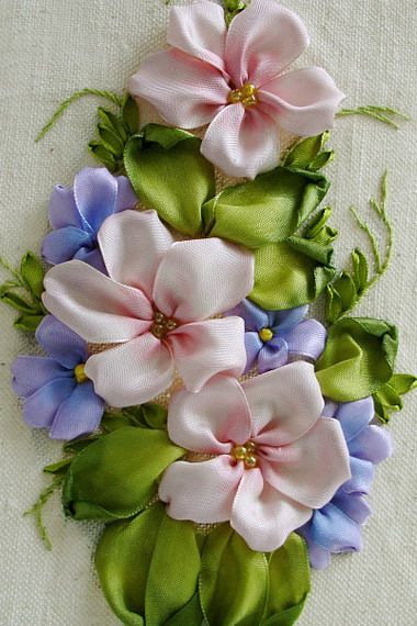 Various ribbon embroidery textures