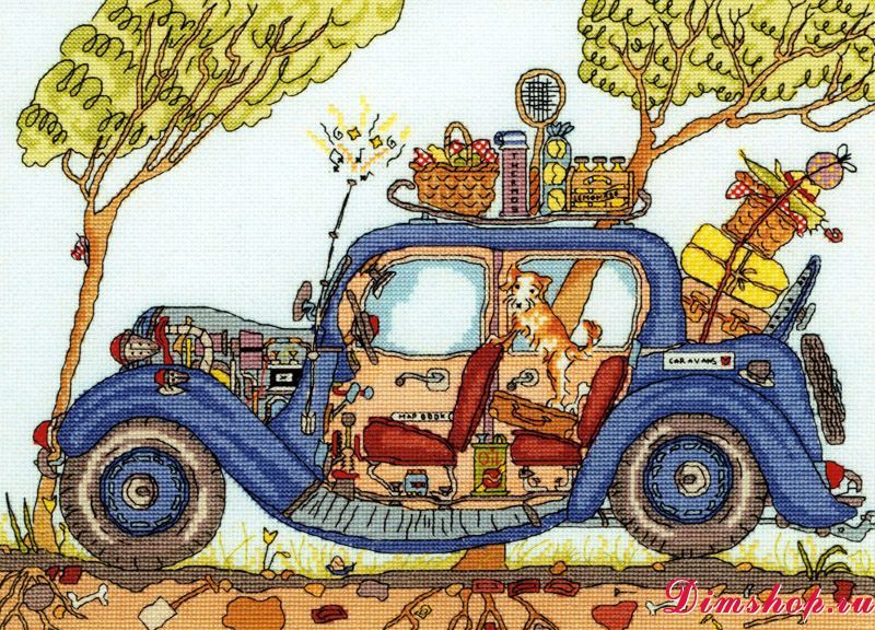 Bothy Threads cross stitch design of a vintage car