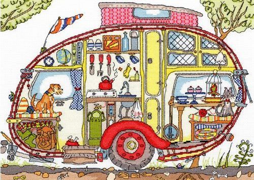 Bothy Threads cross stitch design of a camper van