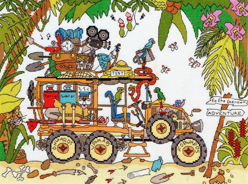 Bothy Threads cross stitch design of a trailer