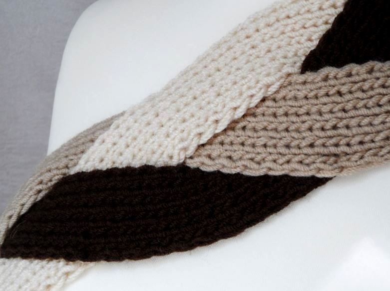 Close-up of braided knitted strips