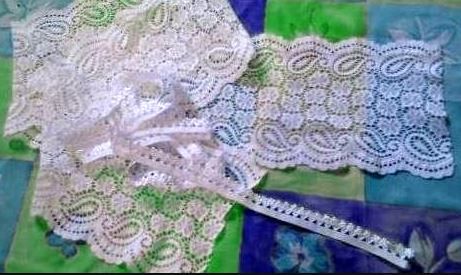 Lace pieces with ribbon and elastic