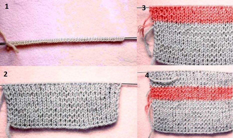 Sequence of knitting colored stripes for the scarf