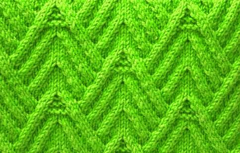 Close-up of the knitted Christmas tree pattern