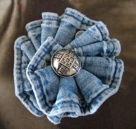 Denim flower made from a shirt cuff