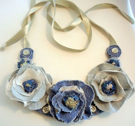 Various denim flower accessories