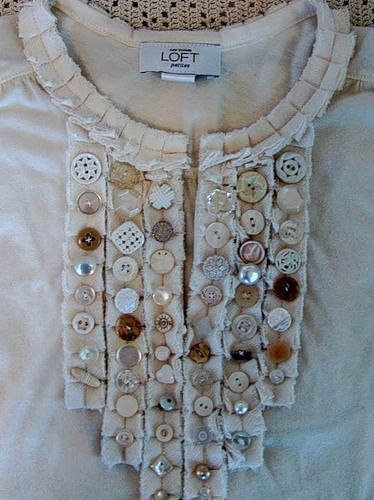 Detailed view of buttons sewn onto fabric pleats