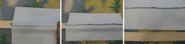 Placing the wooden block under the seam