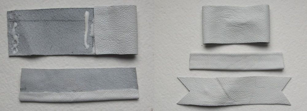 The pin back and strips of white leather for the brooch