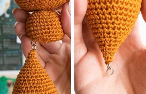 Крепление хвоста лисёнка через металлические кольца