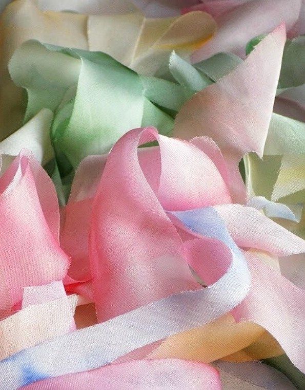 Close-up of dyed ribbons