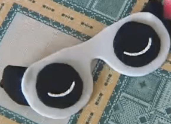 Finished owl-shaped sleep mask