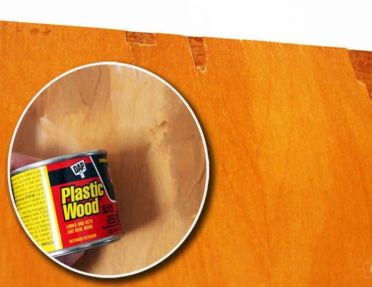 Filling chips with wood filler