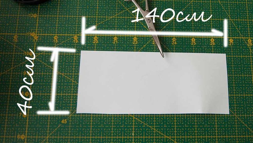 Rectangular tote-bag piece measuring 140 by 40 centimeters