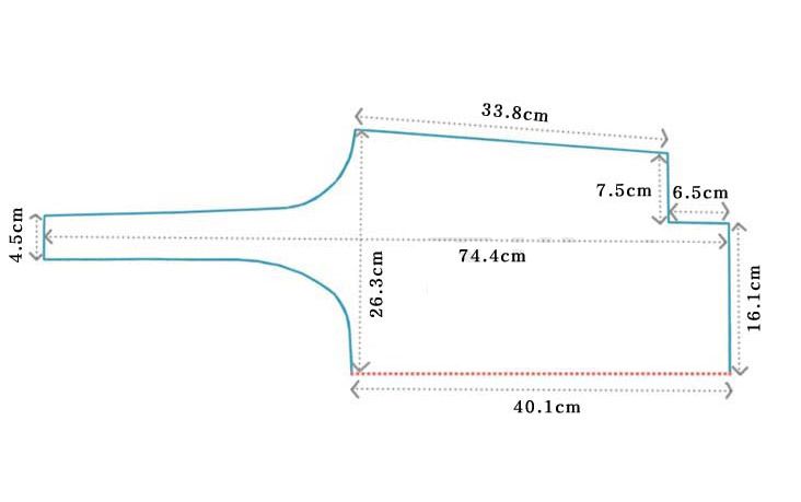 Shoulder-bag pattern with key dimensions