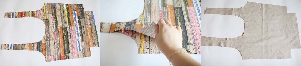 Cut shoulder-bag pieces in outer fabric