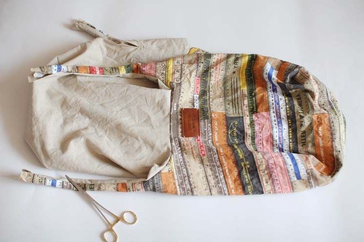 Nearly finished bag with long handles and inner bag