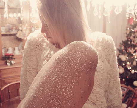 Materials for decorating tights with glitter