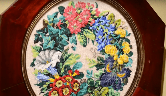 Antique beaded tabletop