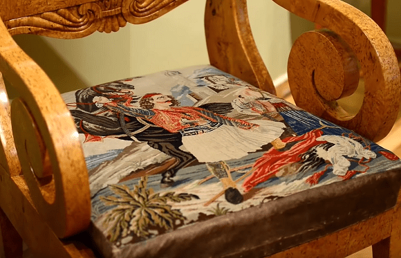 Embroidered chair seat cover