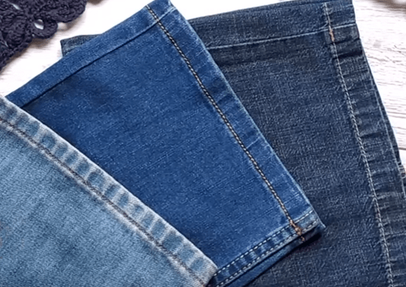 Various denim fabric scraps