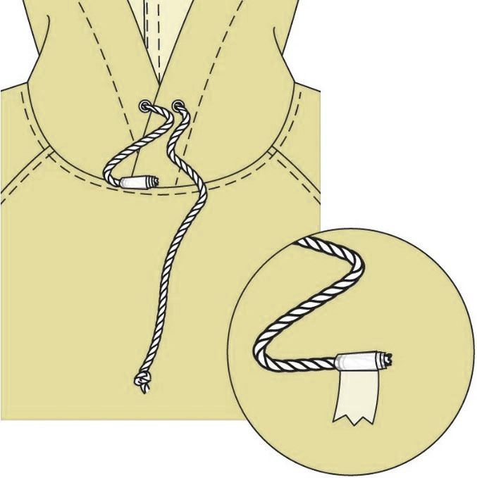 Cord threaded through a casing using a taped end