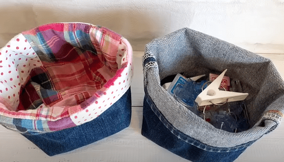 Finished basket with folded lining