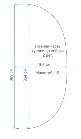 Выкройка нижней части туловища собаки