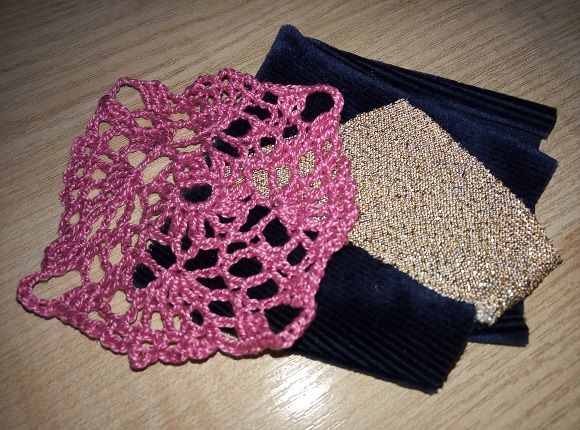 Materials for one of the pincushions made from scrap materials