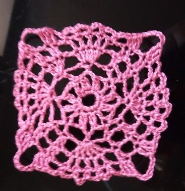 Finished square crocheted motif for a pincushion