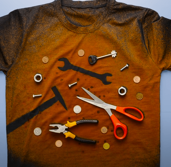 Finished t-shirt with tool patterns