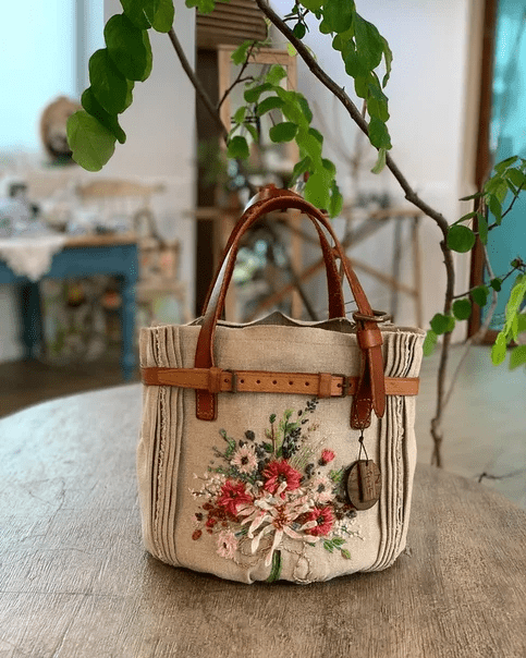 Artisan burlap bag