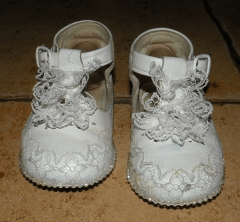 Shoes decorated with lace