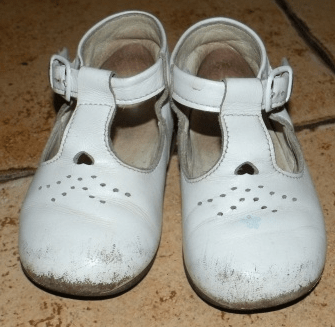 Scuffed shoes prepared for decoration