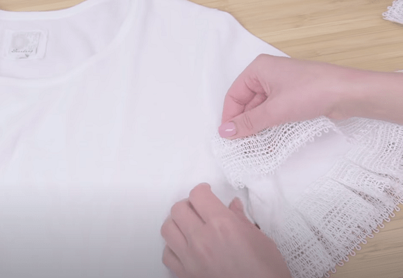 Adding lace to the top of the sleeve