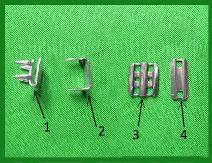 Four components of the pronged hook set