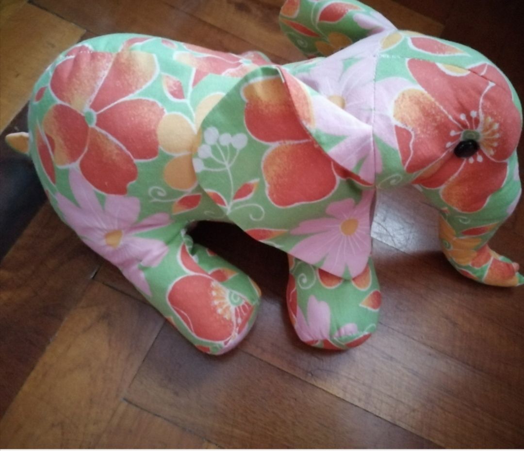 Side view of the handmade elephant
