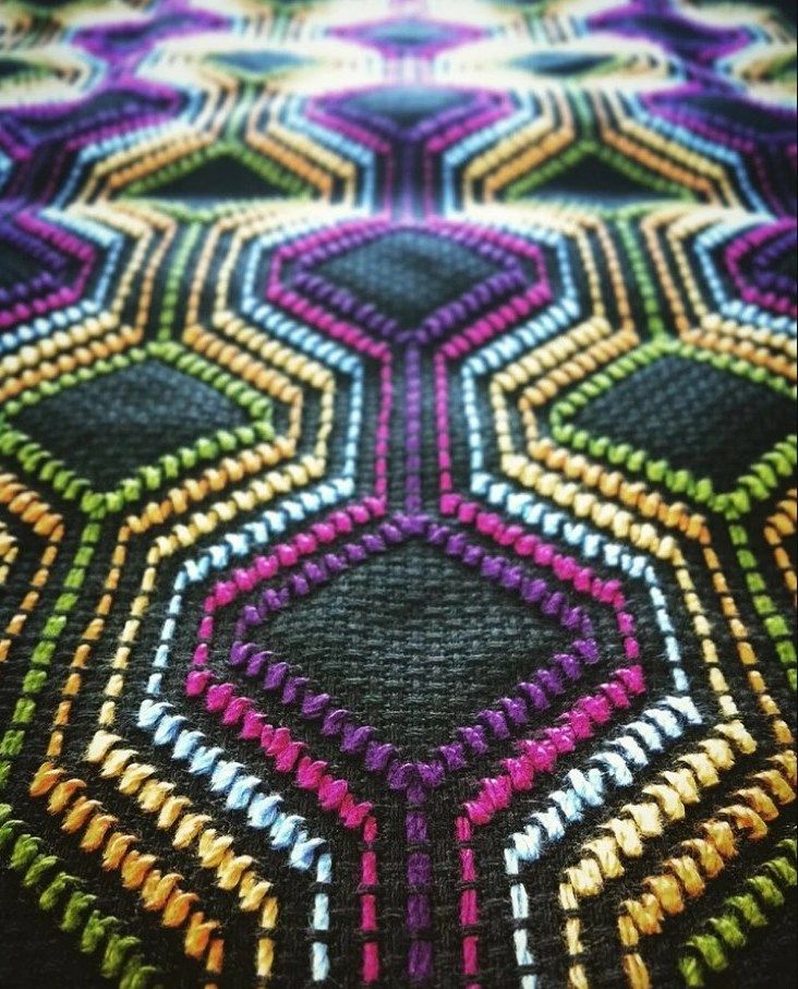 Bright zigzag pattern in Swedish embroidery