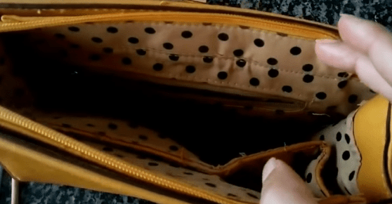 Inside of the old bag before the makeover
