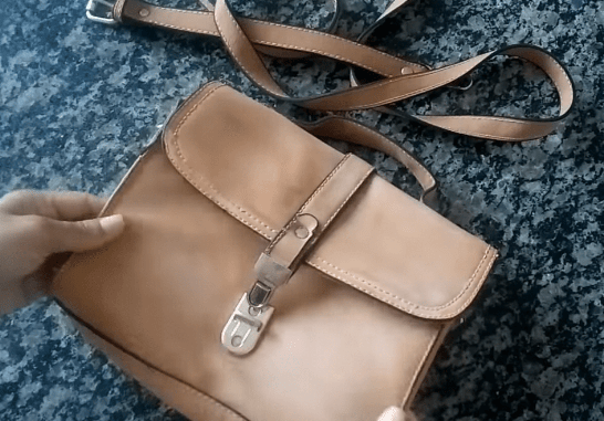 The bag after removing its old faux leather coating