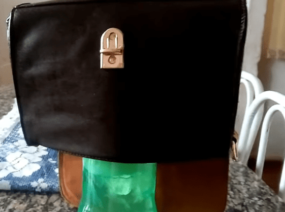 The refreshed faux leather bag after its makeover