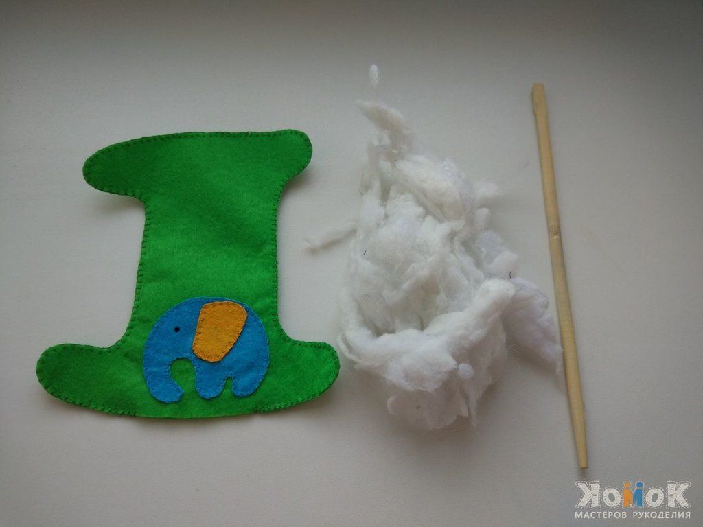 Educational felt number with elephant before stuffing