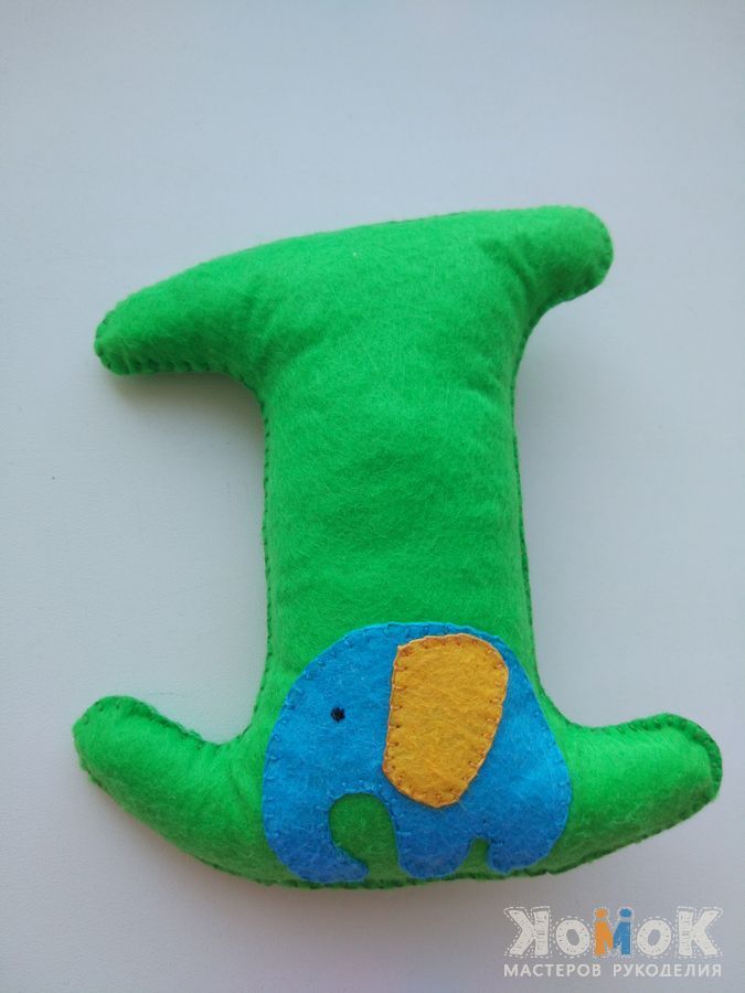 Finished green felt number