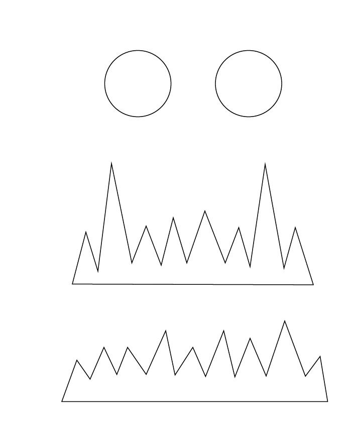 Template of eyes and teeth for decorating jeans