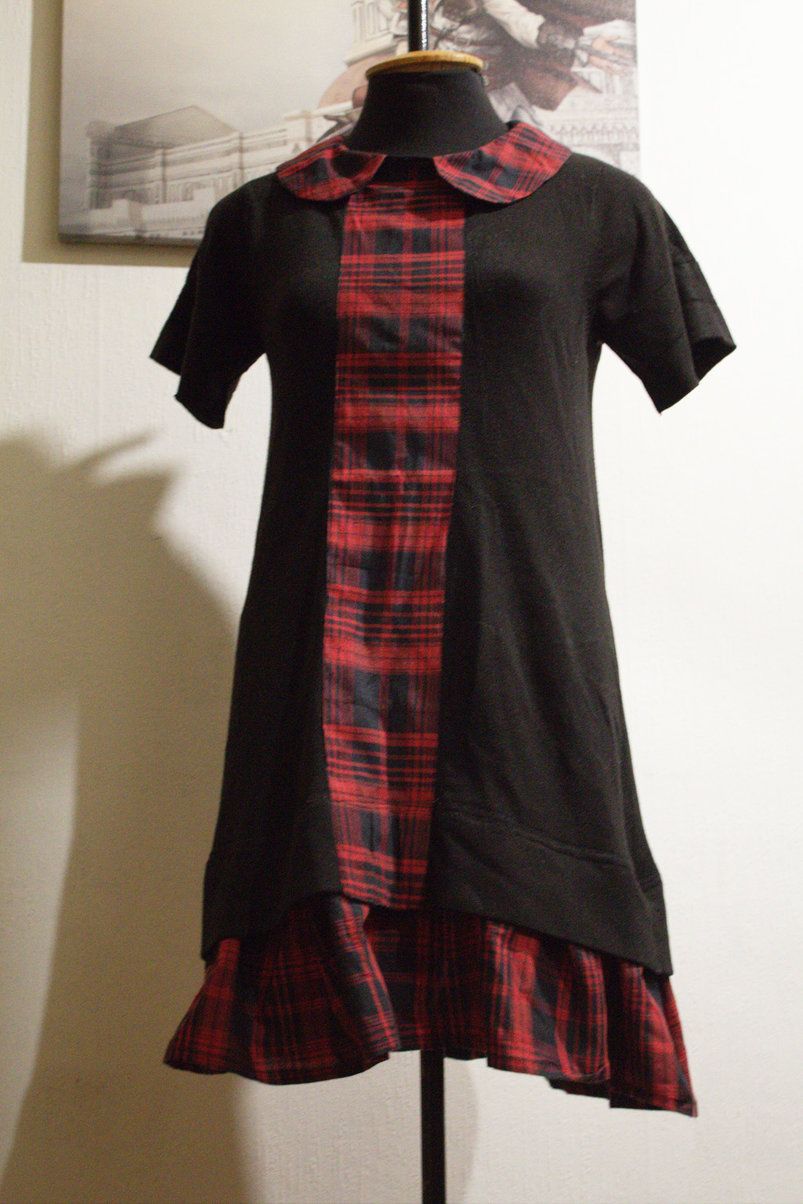 Upcycled dress made from a tunic and skirt