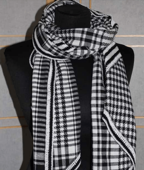 Plaid scarf made from a scarf on a mannequin