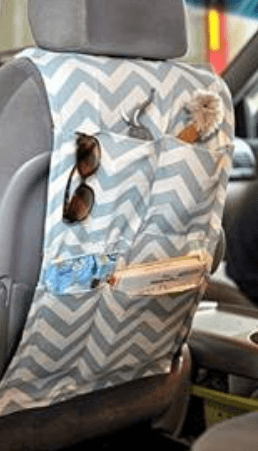 Fabric car organizer with a zigzag pattern