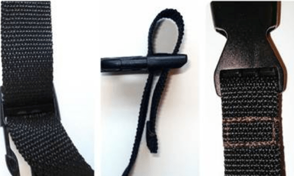 Webbing fastening parts with a loop and buckle