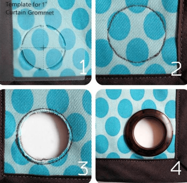 Marking and installing a grommet in fabric in four steps
